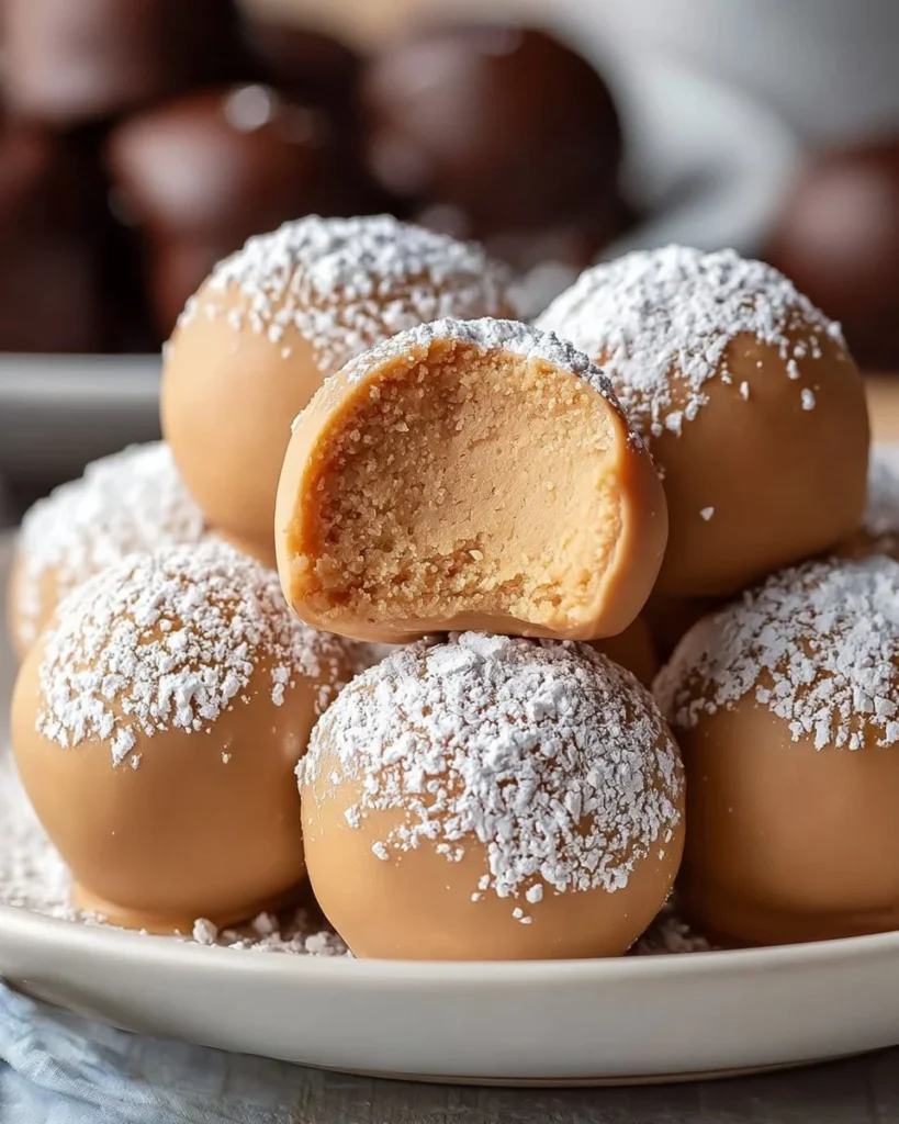 3-Ingredient peanut butter balls with cream cheese in a decorative bowl