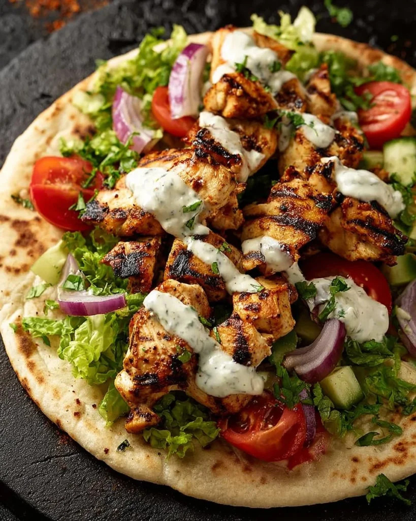 Air Fryer Chicken Shawarma Wrap served on a plate with fresh vegetables