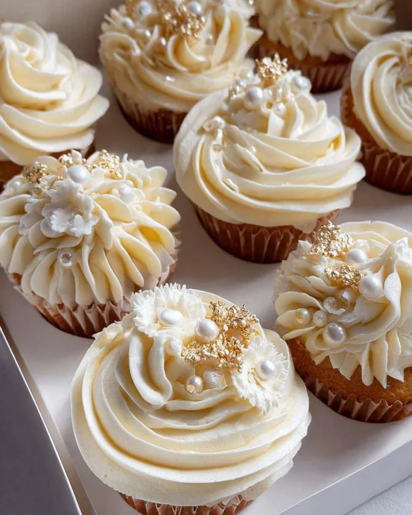 Beautiful floral cupcakes decorated with colorful icing flowers