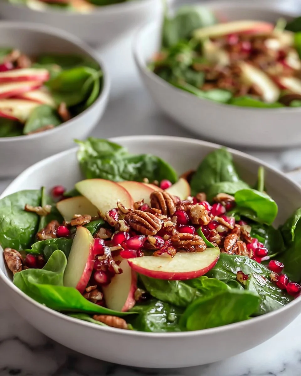 Fresh Apple Pomegranate Pecan Salad in a bowl, ready to serve and enjoy