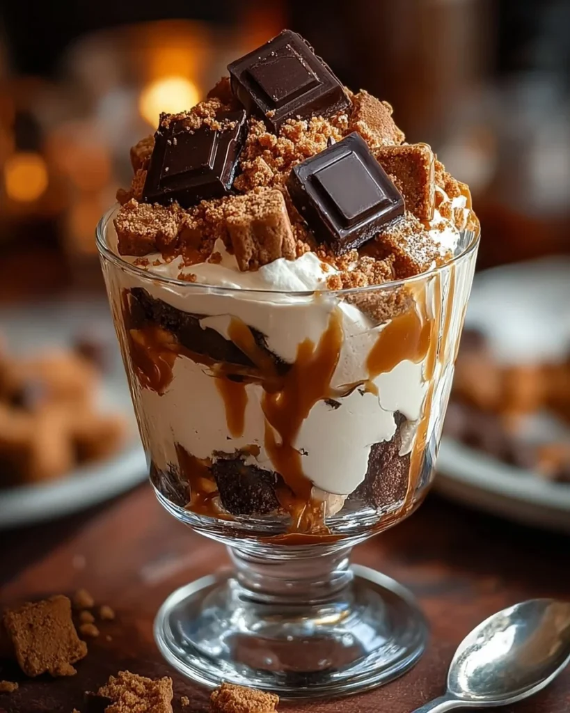 Delicious Baileys Cheesecake Trifle with layers of chocolate and cream