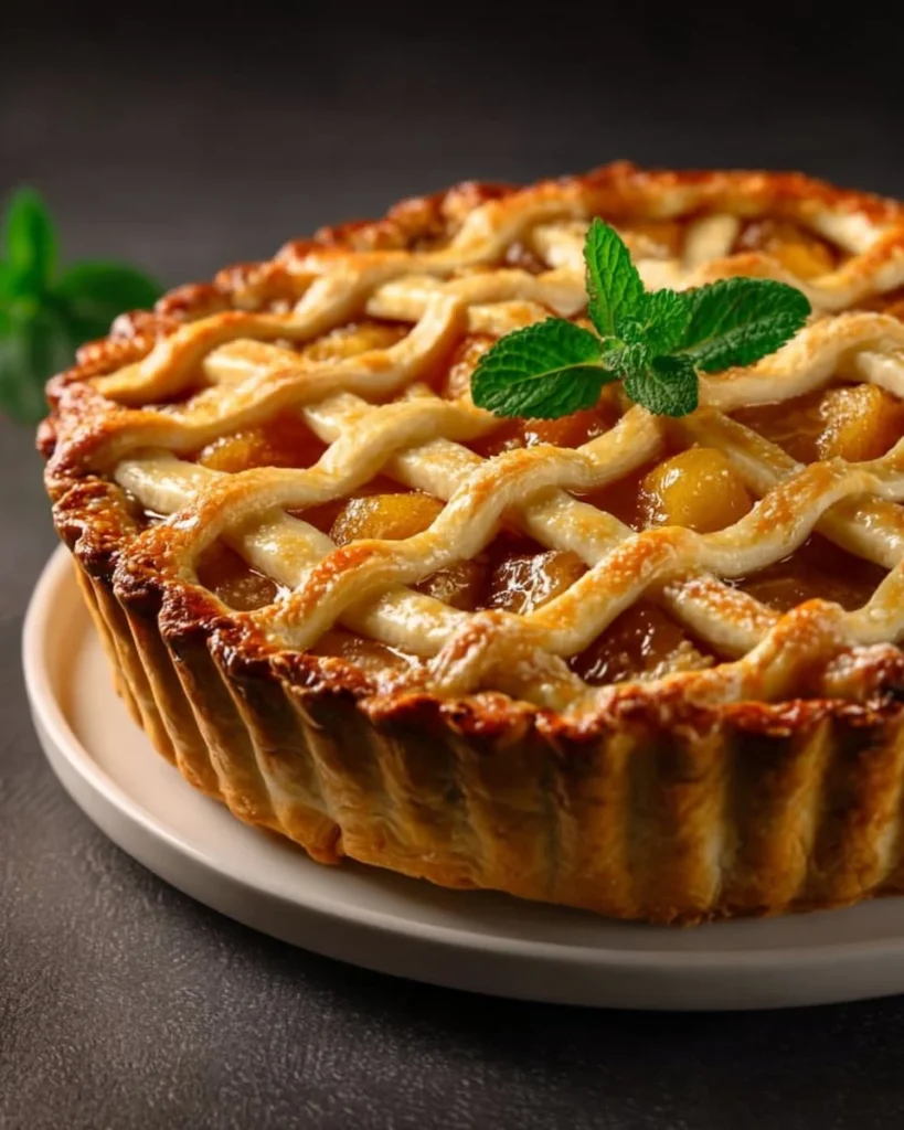 Delicious baked pineapple pie with a flaky crust and golden top