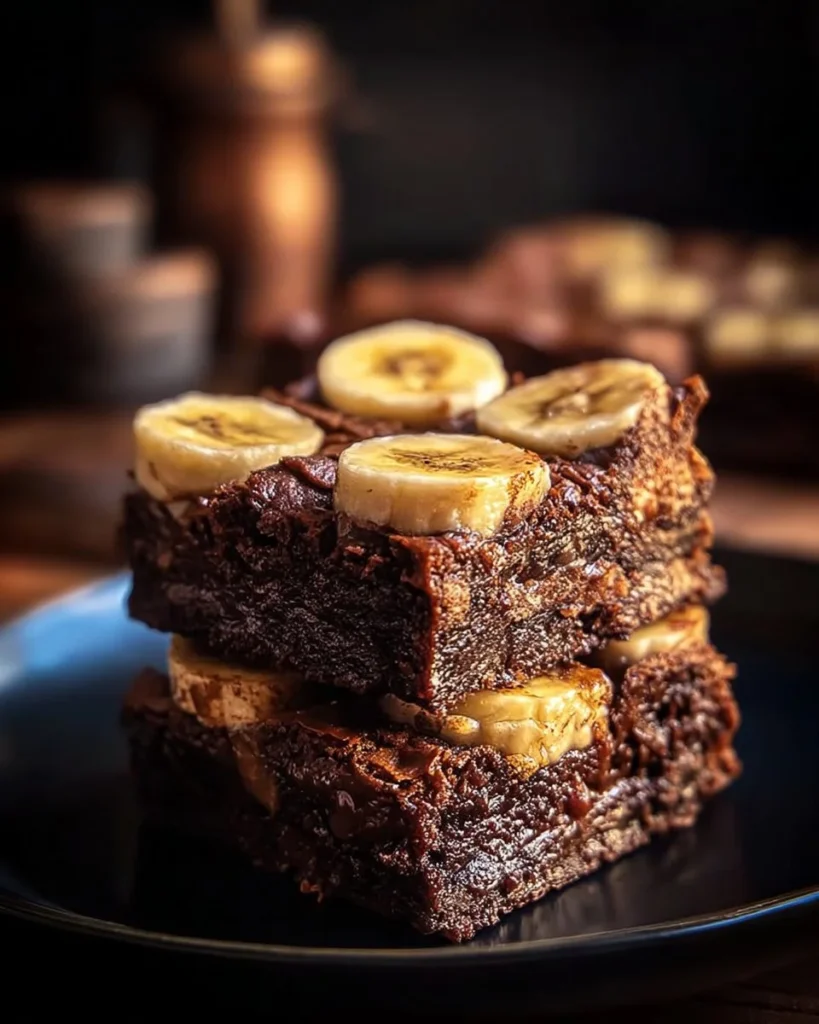 Delicious banana bread brownies with chocolate and banana flavors