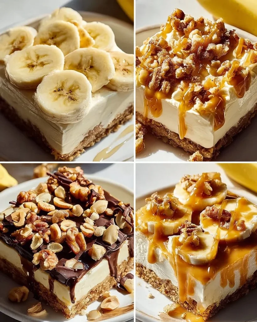 Delicious homemade Banana Cheesecake served on a plate with banana slices
