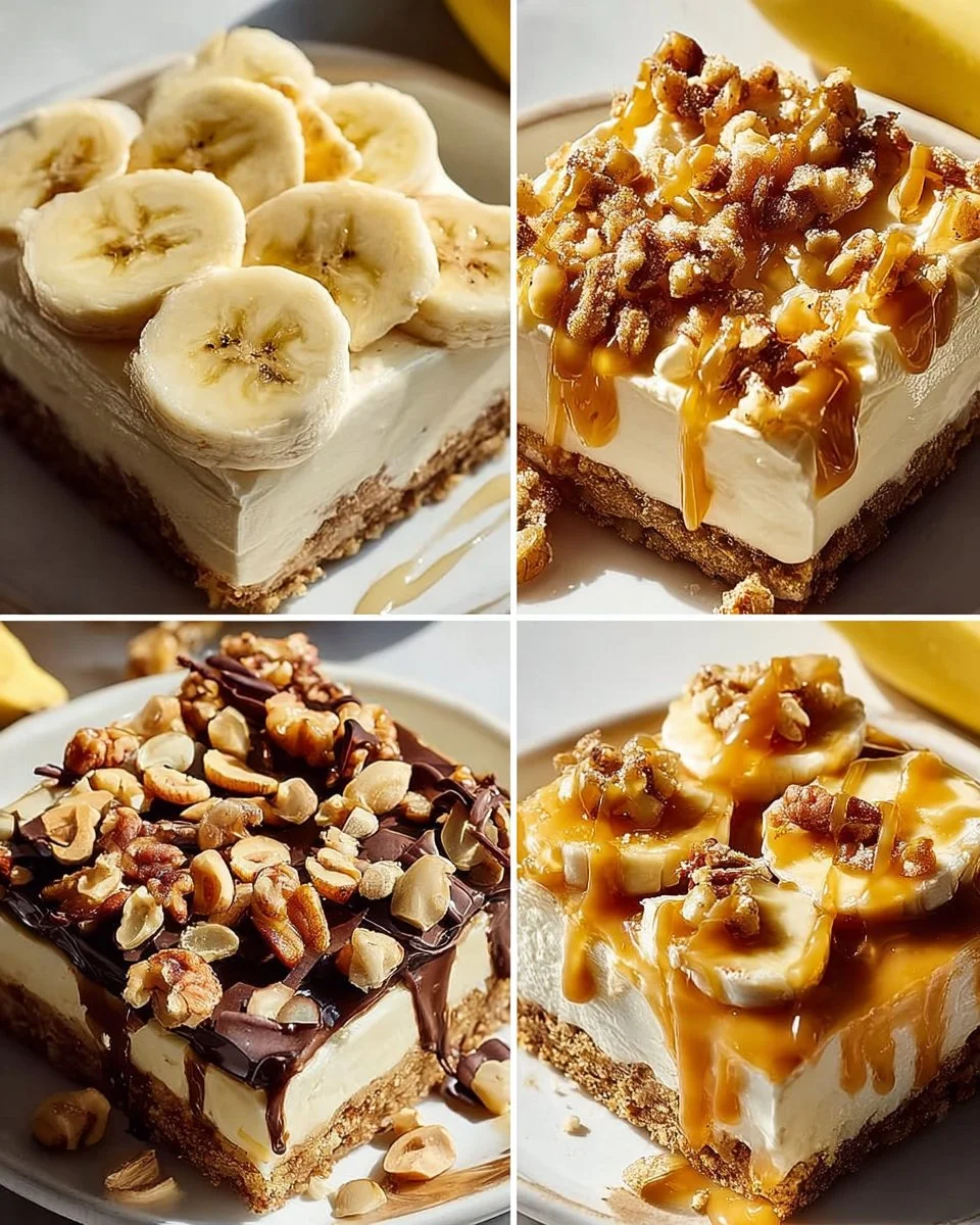 Delicious homemade Banana Cheesecake served on a plate with banana slices