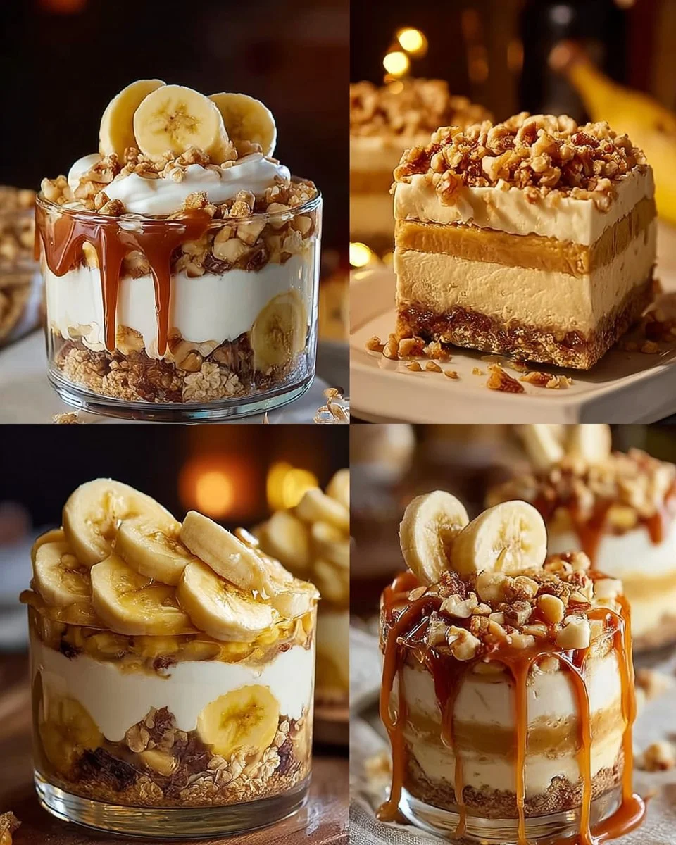 Delicious homemade banana cheesecake topped with slices of fresh bananas.