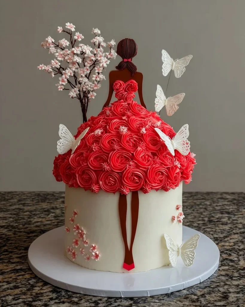 Beautiful doll cake decorated for a birthday celebration