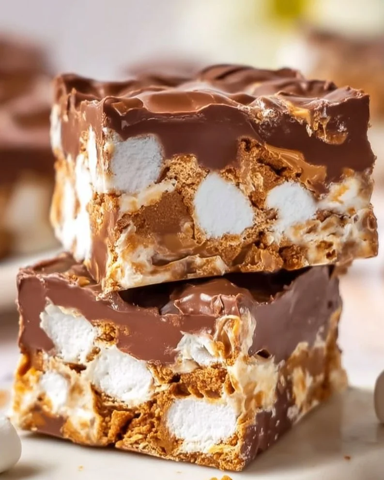 Decadent Biscoff Rocky Road dessert with chocolate and marshmallows