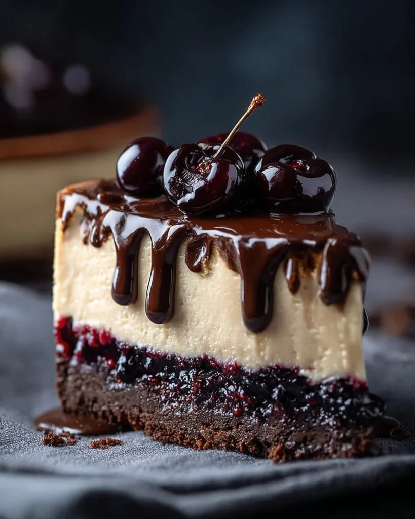 Delicious Black Forest Chocolate Swiss Roll dessert with cherries and cream