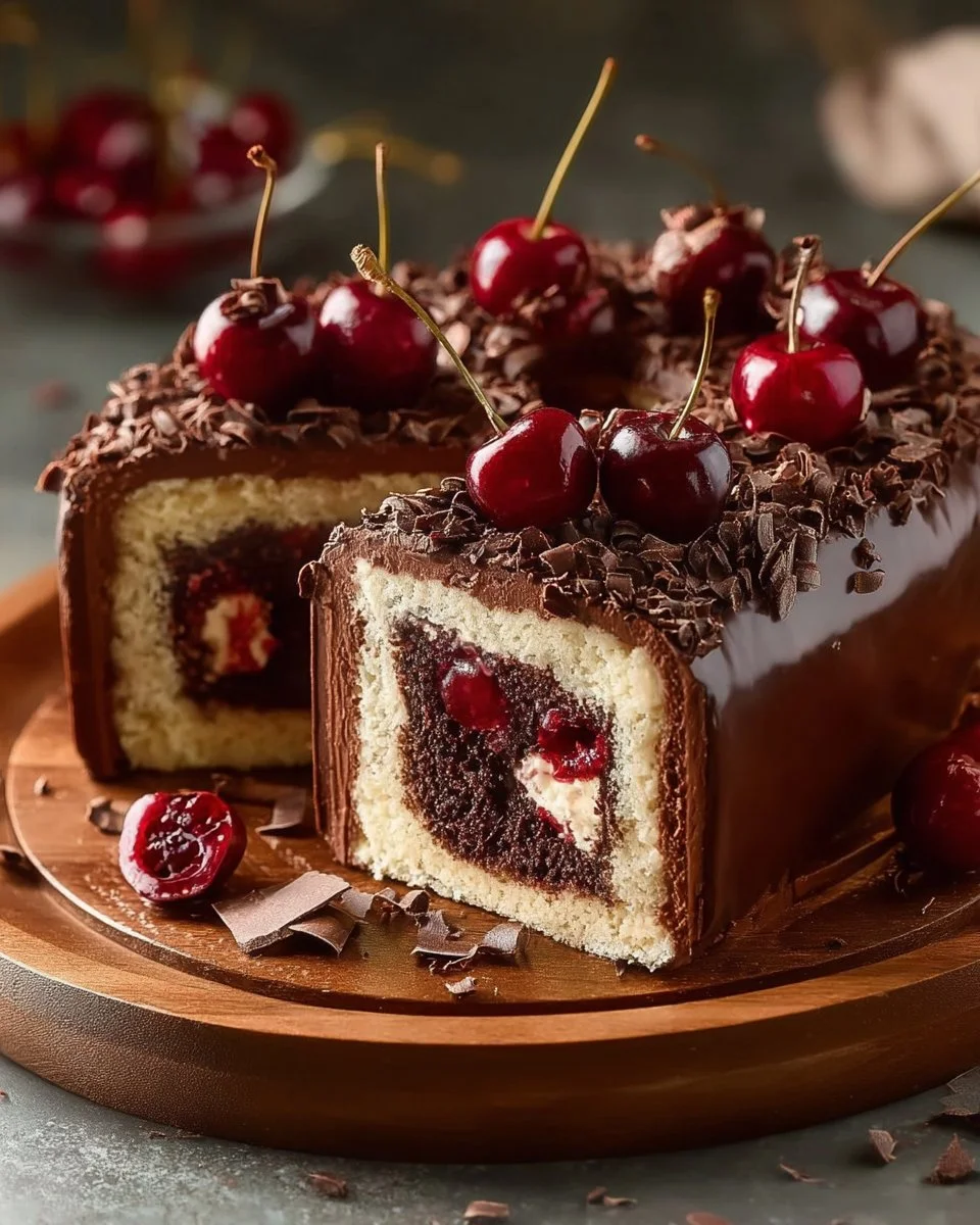 Delicious Black Forest Roll Cake with chocolate and cherry filling