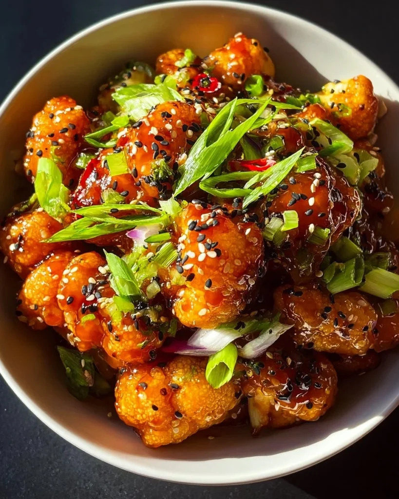 Delicious black pepper cauliflower dish served with fresh herbs and spices.