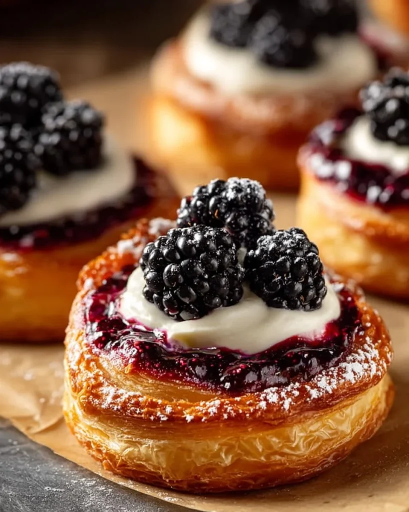Freshly baked Blackberry Cream Cheese Danish on a plate
