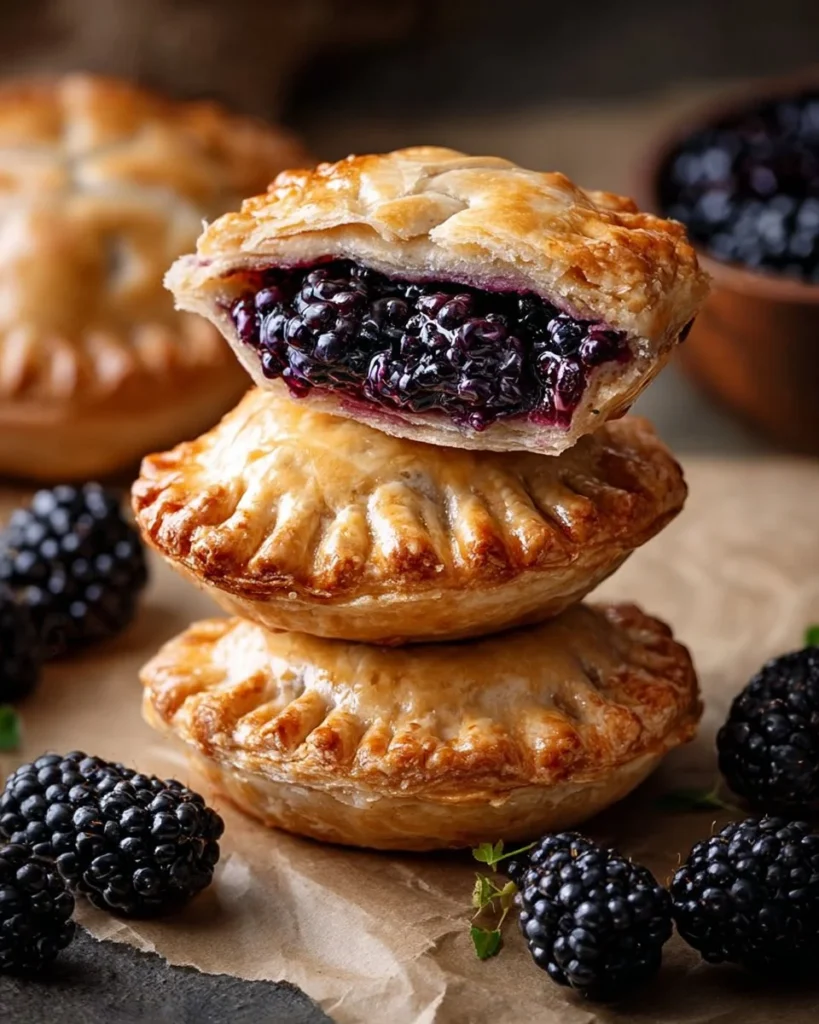 Delicious blackberry hand pies on a rustic wooden table