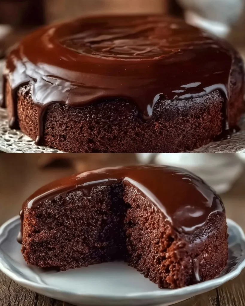 Delicious Blender Chocolate Cake topped with chocolate frosting