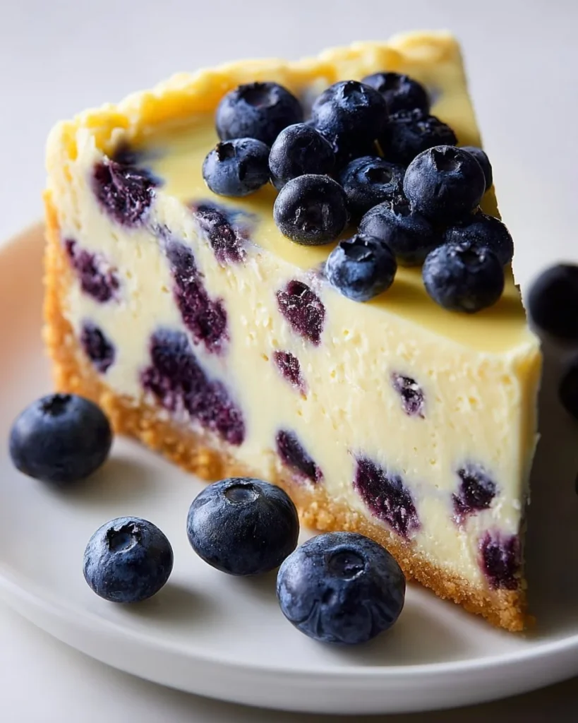 Delicious Blueberry Cream Cheese Coffee Cake slice on a plate