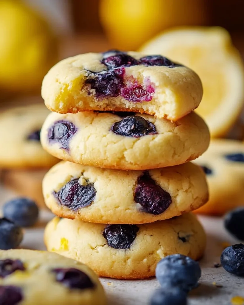 Freshly baked blueberry lemon cookies with vibrant flavors
