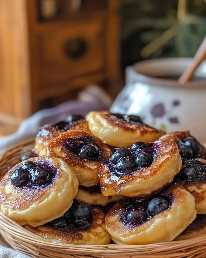 Delicious blueberry pancake bites served on a plate