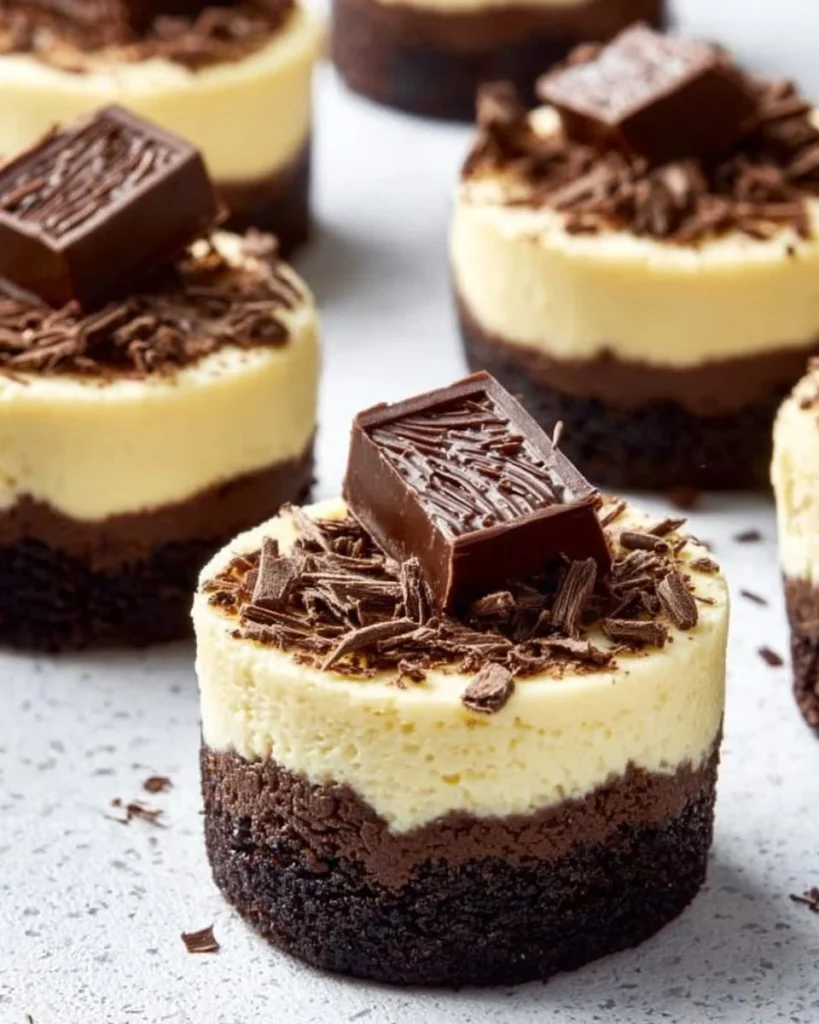 Boozy Baileys mini cheesecakes topped with whipped cream