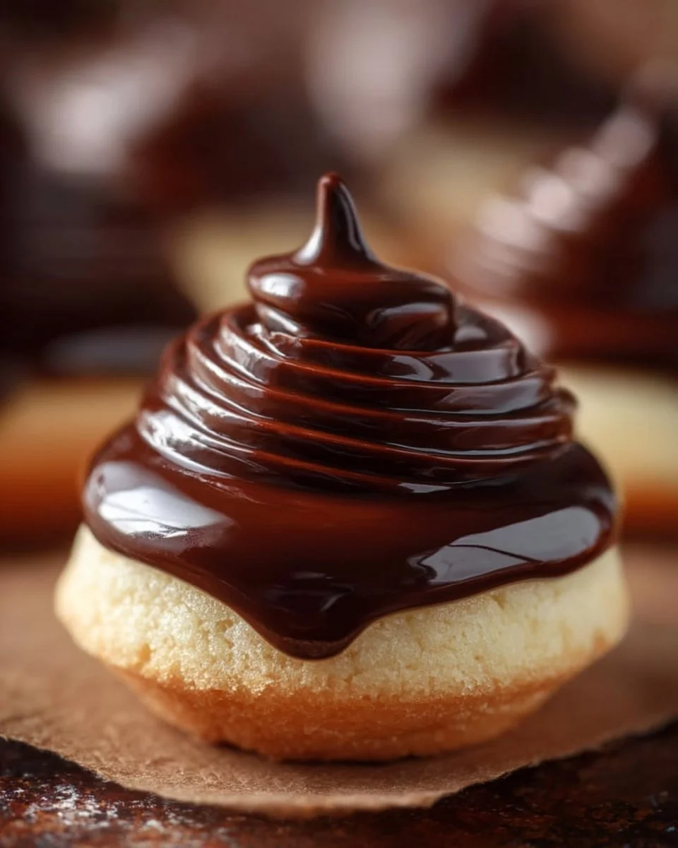 Boston Cream Pie Cookie Bites on a plate, showcasing their rich chocolate and custard filling.