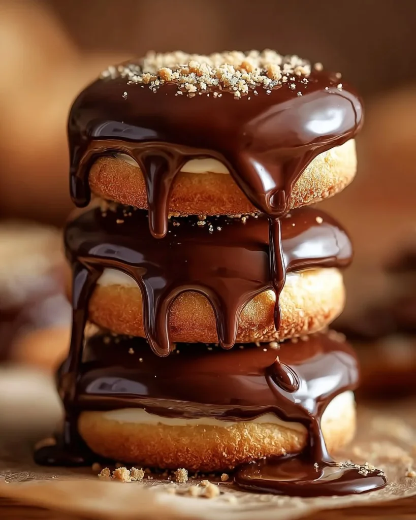 Delicious Boston Cream Pie Cookies on a plate with chocolate glaze