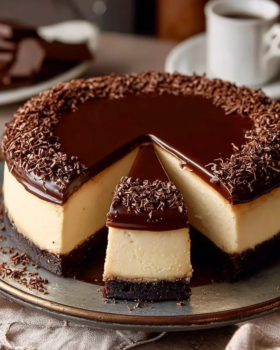 Delicious Brigadeiro Cheesecake topped with chocolate sprinkles