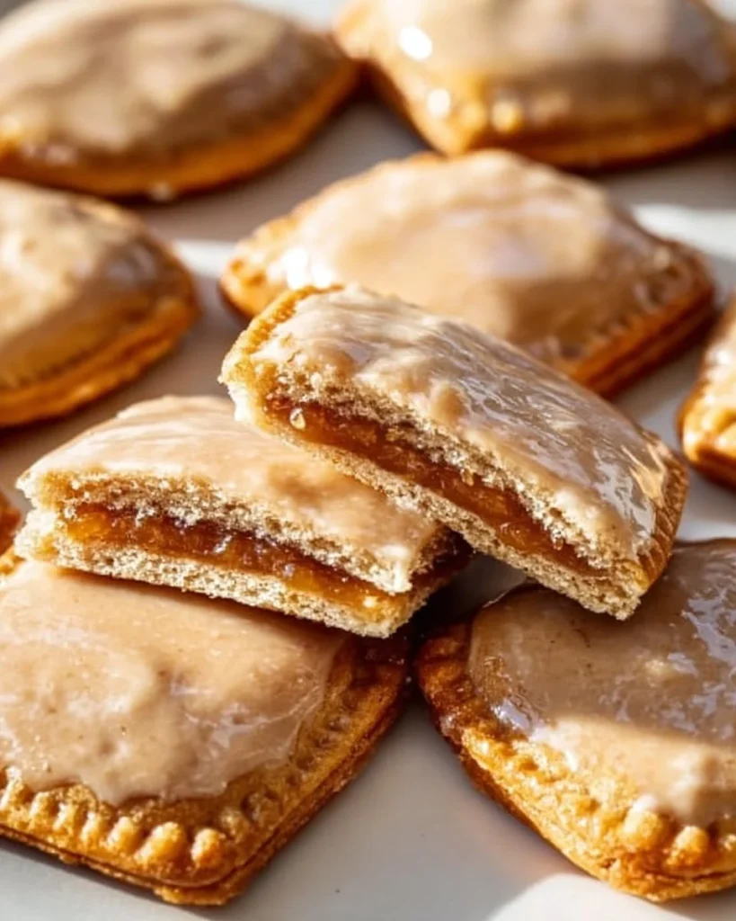 Homemade Brown Sugar Pop Tart Cookies on a baking tray with frosting