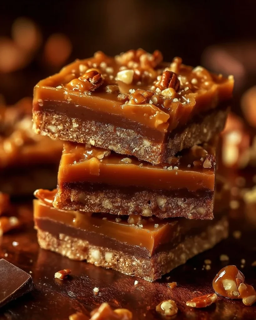 Delicious Butterfinger Caramel Crunch Bars with chocolate and caramel layers