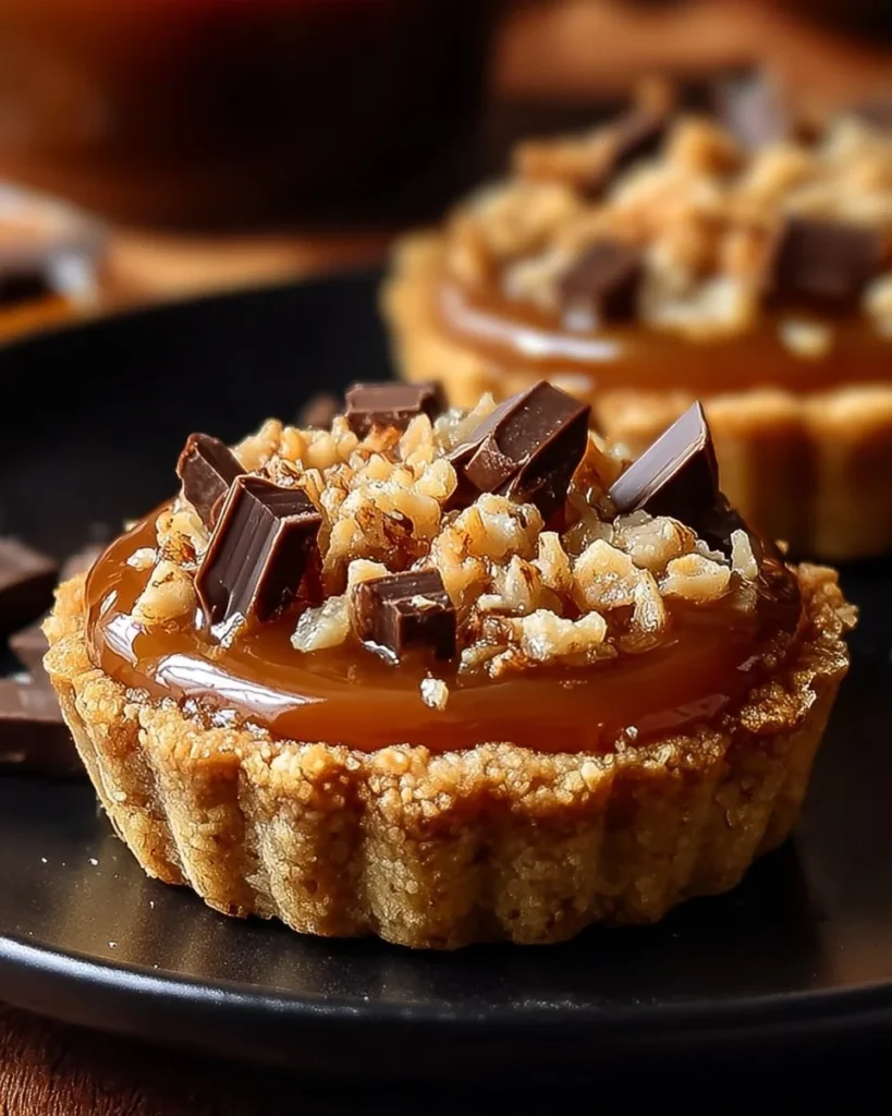 Delicious Butterfinger Caramel Crunch Mini Pies with a sweet topping