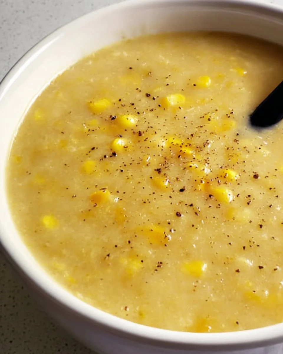 Creamy butternut squash and corn soup garnished with herbs