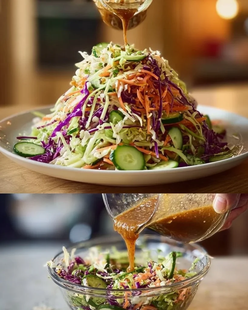 Colorful cabbage salad with fresh vegetables on a plate