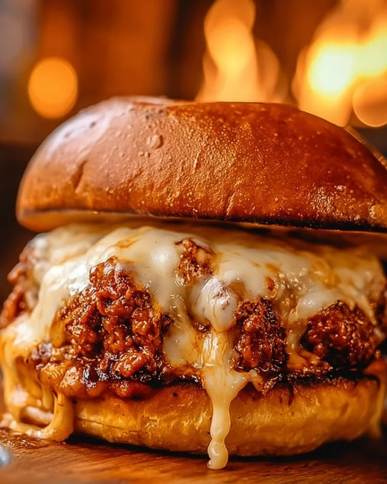 Delicious Cajun Chicken Sloppy Joes garnished and ready to serve.