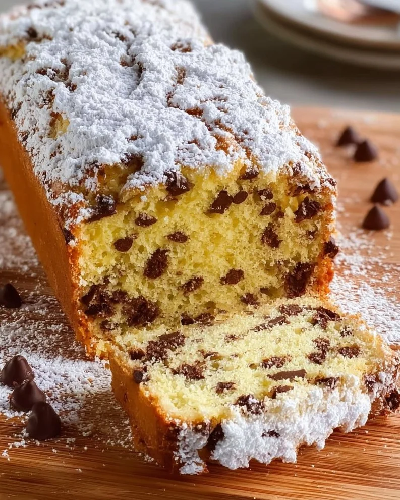 Delicious slice of homemade cannoli pound cake with creamy filling