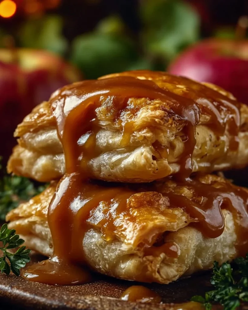 Delicious Caramel Apple Chimichangas served with caramel drizzle