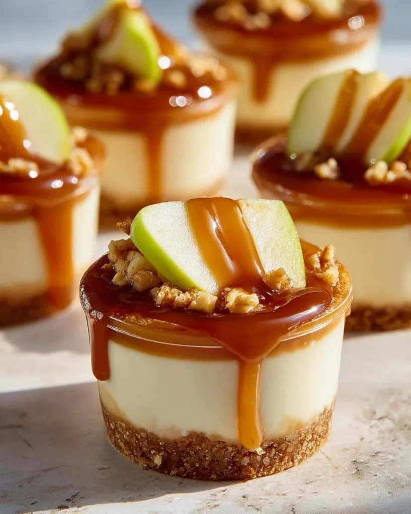 Delicious caramel apple dessert cups with fresh apple slices and caramel drizzle