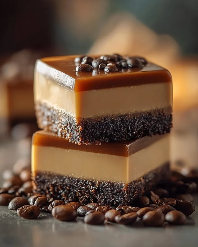 Homemade caramel coffee fudge resting on a decorative plate.