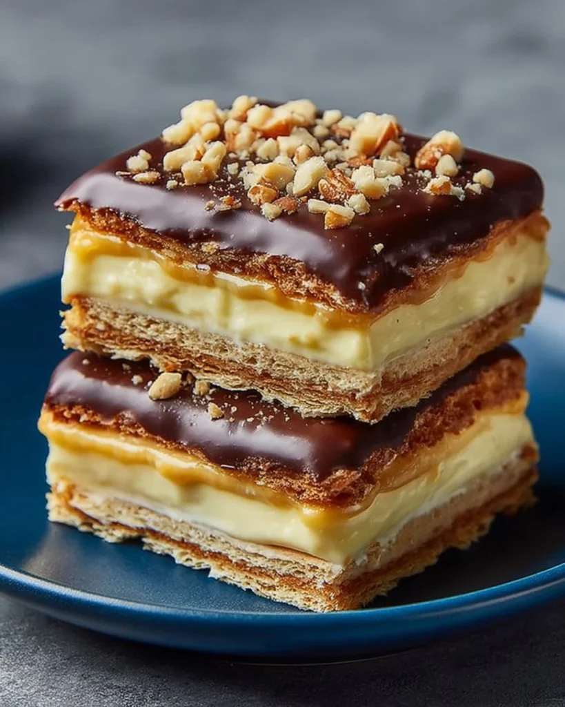 Delicious caramel custard squares served on a plate, a delightful dessert to savor.