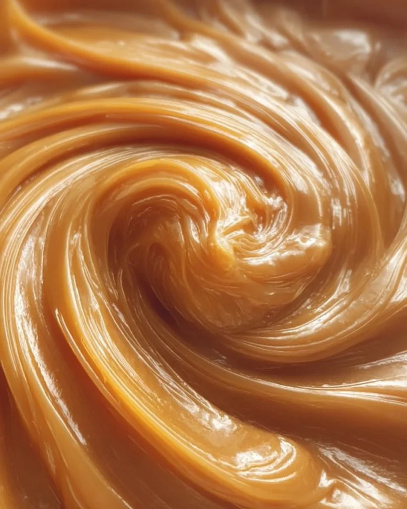 Delicious homemade caramel frosting spread on a chocolate cake