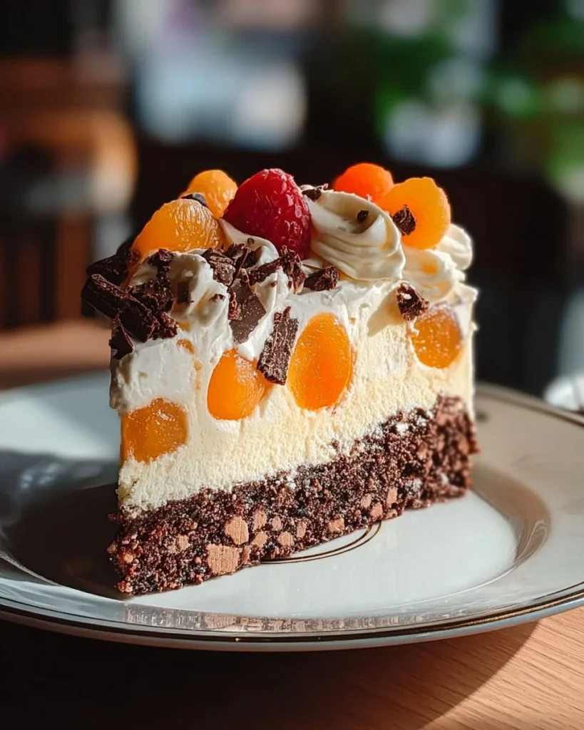 Carrot Cake Cheesecake Delight dessert with cream cheese frosting and carrot garnishes