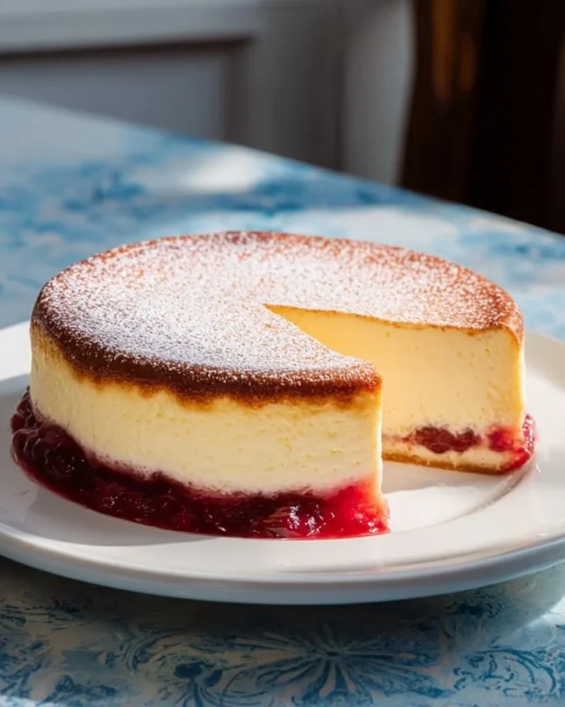 Delicious cheesecake topped with fresh cherries on a white plate