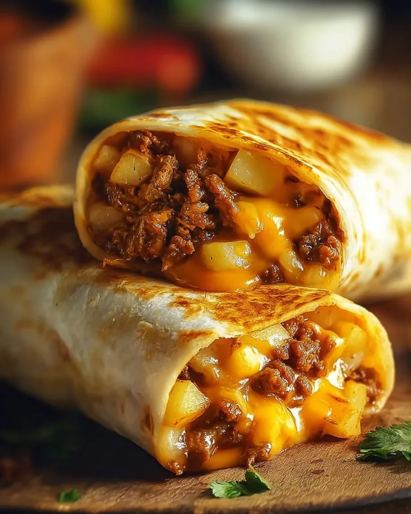 Cheesy potato burritos filled with flavorful ingredients