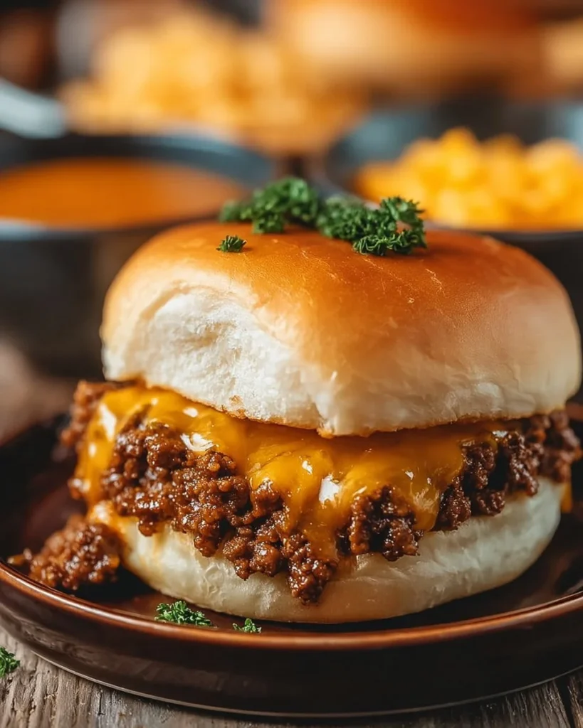 Delicious cheesy sloppy joes served on a bun with melted cheese