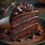 Slice of Cherry-Chocolate Delight Cake with cherries on top