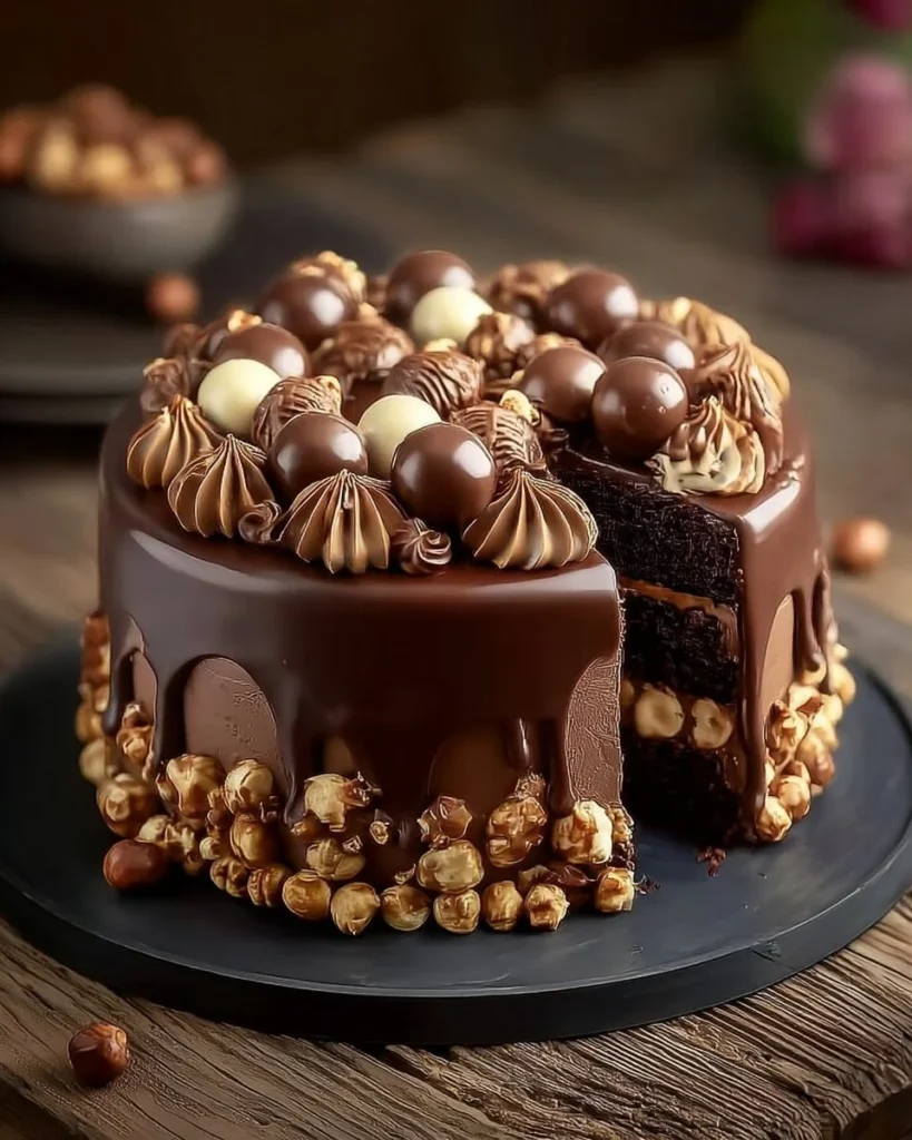 Cherry Chocolate Swiss Roll dessert showcasing rich chocolate and cherries.