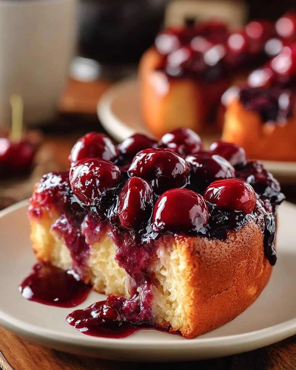 Delicious cherry pie monkey bread topped with cherry filling and glaze.