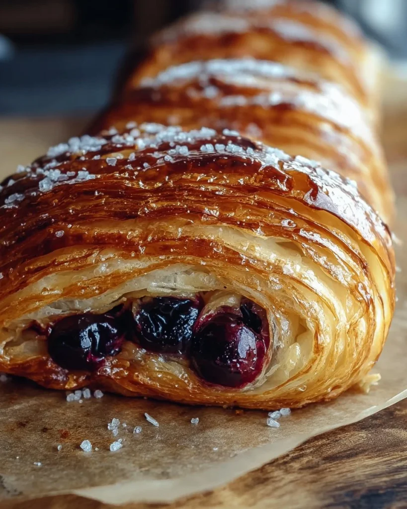 Freshly baked Cherry Puff Pastry with flaky layers and juicy cherry filling