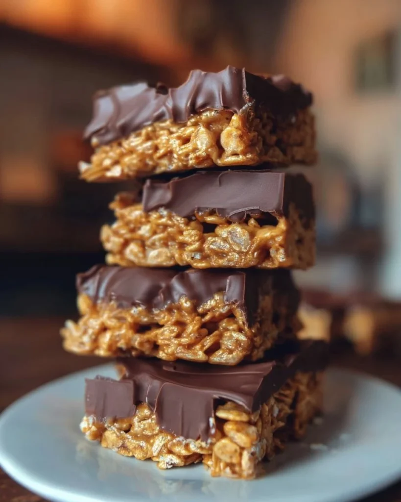 Delicious Chex Scotcheroos treats made with rice cereal and chocolate.