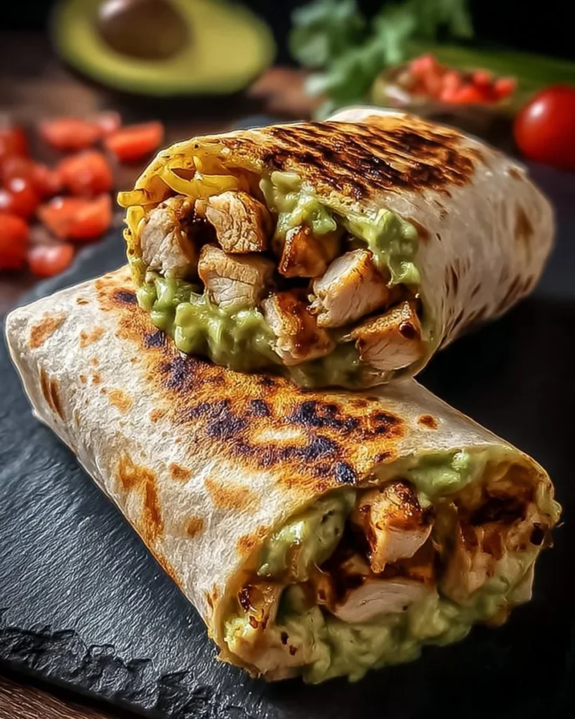 Delicious Chicken Avocado Ranch Burritos filled with fresh ingredients and ranch sauce