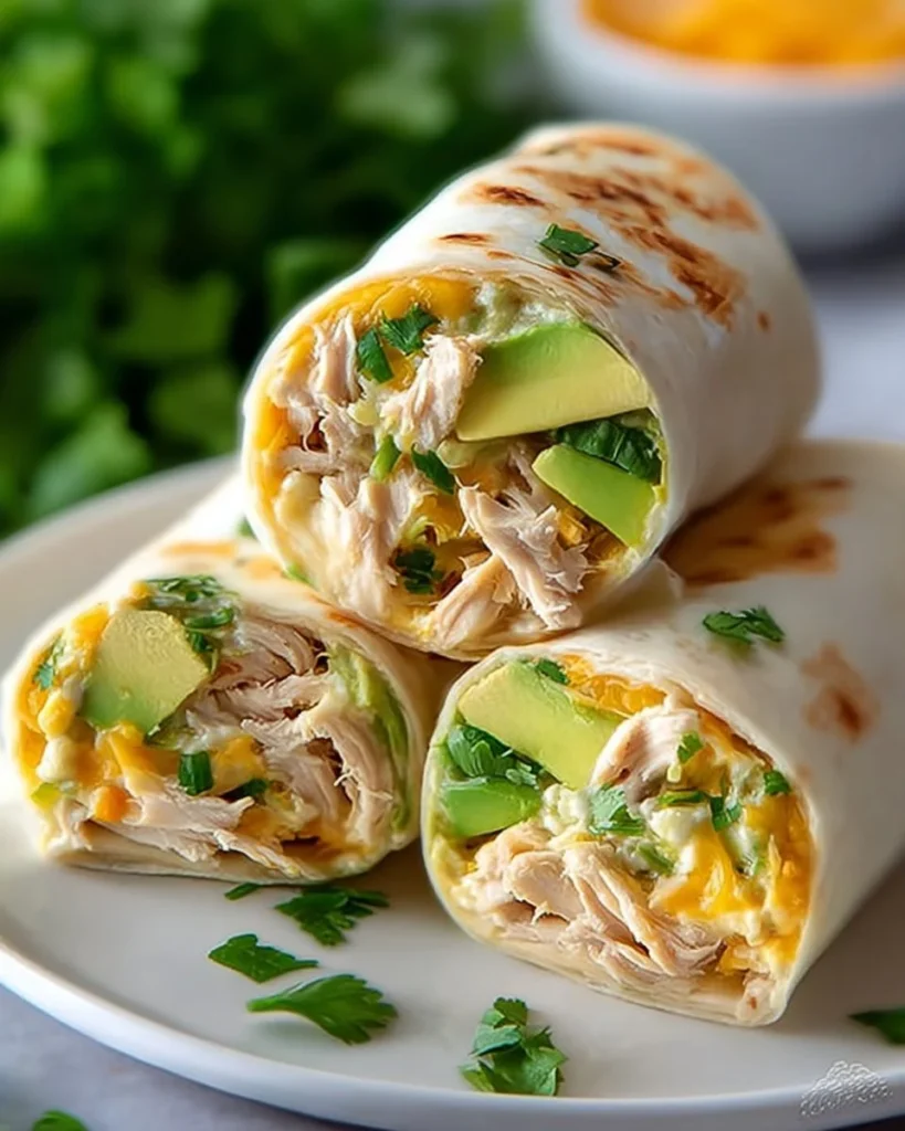 Delicious Chicken Avocado Ranch Burritos ready to be enjoyed