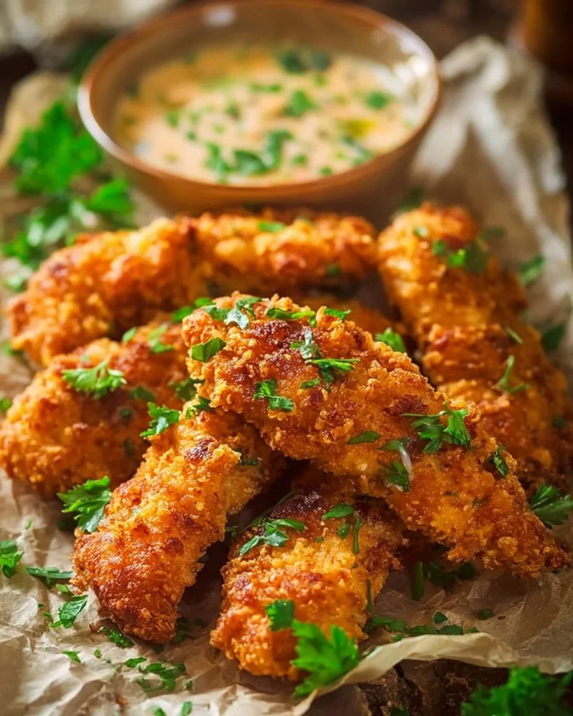Crispy Chicken Fried Steak Fingers served with dipping sauce