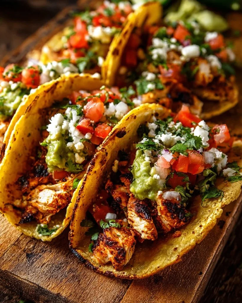 Delicious Chicken Street Tacos with fresh toppings served on a plate